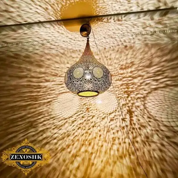 Elevate Your Space with Timeless Beauty: Moroccan Handmade Brass Ceiling Light