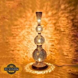 Handmade Moroccan Brass Floor Lamp - Contemporary Elegance with Distinct Shadow Decoration