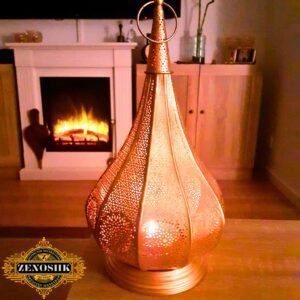 Elegant Art Deco-Inspired Moroccan Table Lamp with Opal Glass Shade
