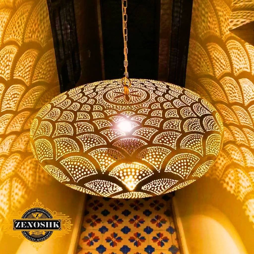Illuminate with Elegance: Moroccan Pendant Light in Antique Brass Finish