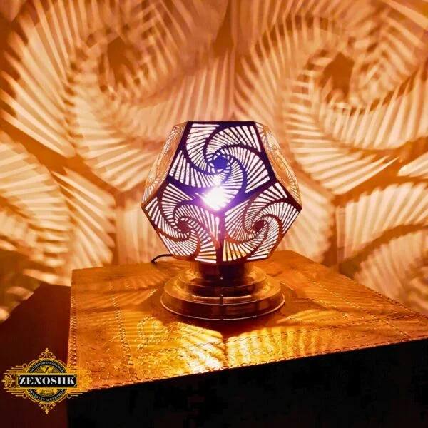 Moroccan Brass Table Lamp - Handmade Silver Lampshade