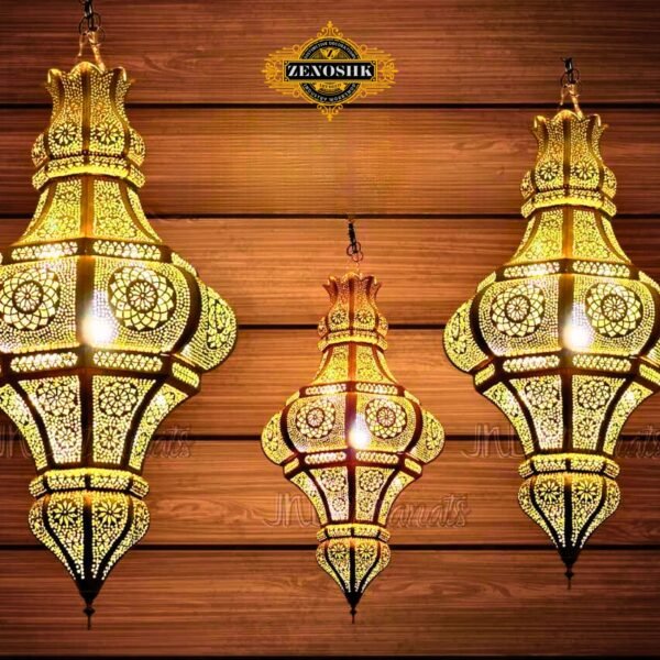 Large Copper Chandelier - Handcrafted Moroccan Floor Lamp