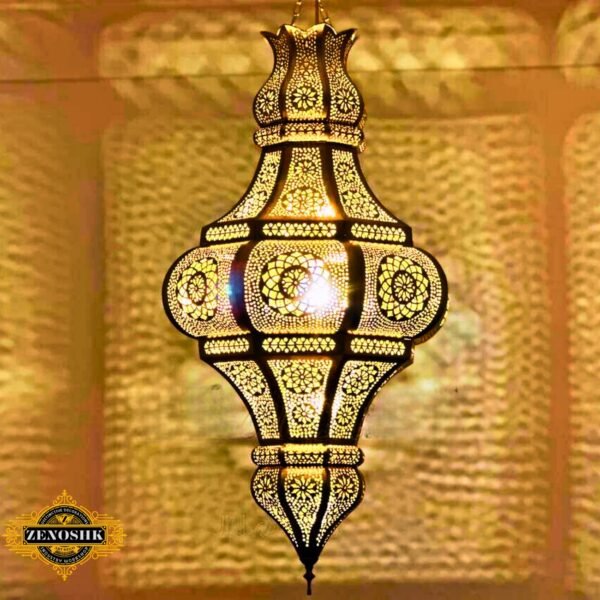 Large Copper Chandelier - Handcrafted Moroccan Floor Lamp