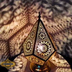Handmade Moroccan Brass Table Lampshade - Small Moorish Bedside Lamp