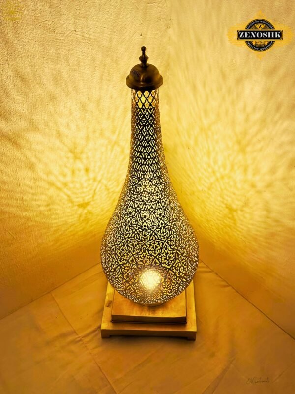 Enchanting-Moroccan-Copper-Floor-Lamp-for-Captivating-Halloween-Ambiance