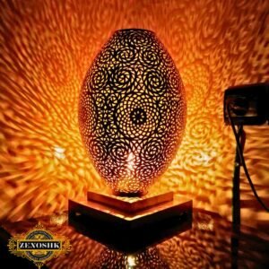 Handcrafted Brass Table Lamp - Minimalist Elegance with Intricate Patterns